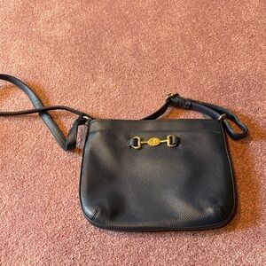 Gianni Bernini Navy Leather Crossbody Bag